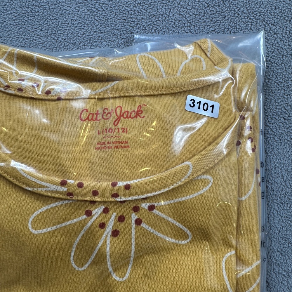 Cat & Jack T Shirt Dress L 10/12 Girls Yellow Daisy Print Short Sleeve Cute NWT - Picture 8 of 8
